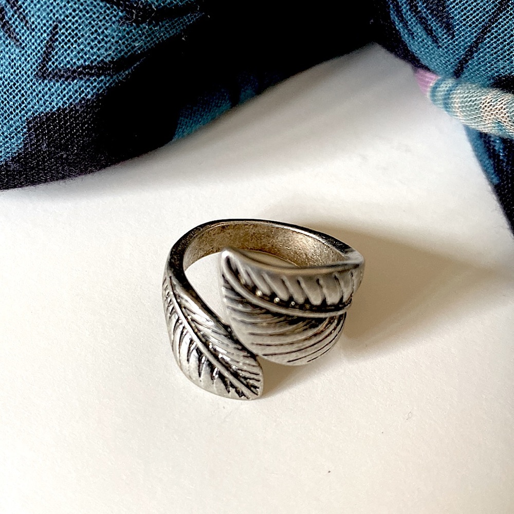Silver Leaf Ring, Size 5